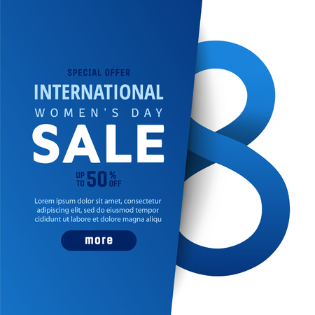 International women's day sale poster. Color gradient banner in style paper cut. Trendy Design Template.のイラスト素材