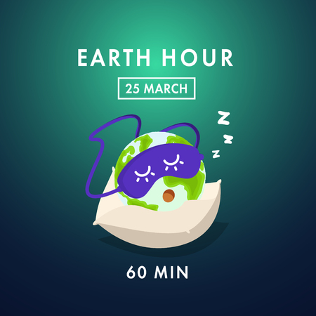 Illustration of Earth hour. Save our planet. Flat design vector illustration for web banner, web and mobile, infographics. Vectorのイラスト素材