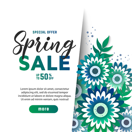 Paper art of Spring origami sale banner vector illustrationのイラスト素材