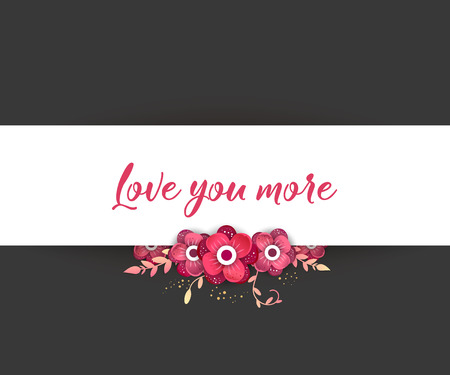 Love you more with spring floral paper cut design vector banner. Flower Arrangement for your design.のイラスト素材