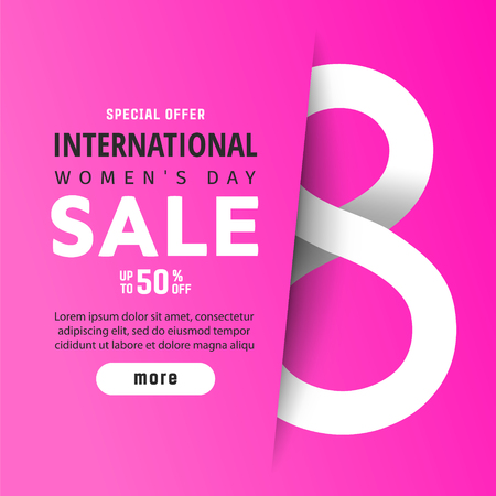 International Women's Day sale banner with paper cut number 8.のイラスト素材