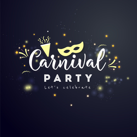 Carnival Concept Banner with star and  fireworks on a  dark background.  Fat Tuesdayのイラスト素材