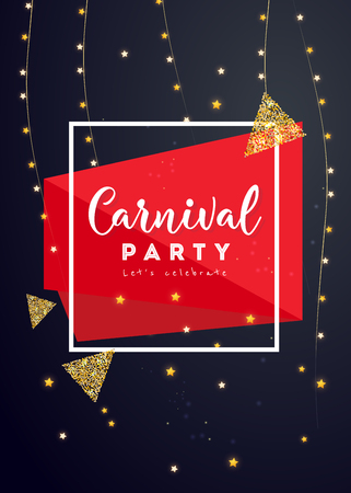 Carnival Concept Banner with frame and stars on a dark background. Vector illustration.のイラスト素材