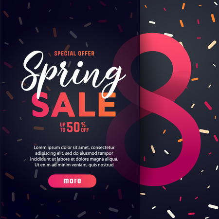 Spring sale illustration with number 8 design on dark backgroundのイラスト素材