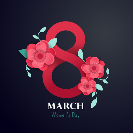 Happy Mother's Day poster.3d illustration with red origami flowers on a dark background.  Eps10 vector illustration with place for your text.のイラスト素材
