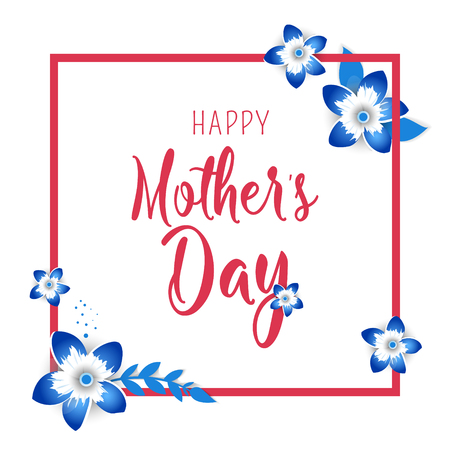 Template design poster for happy mother's day with bright flowers. Trendy Design Template. Vector illustrationのイラスト素材