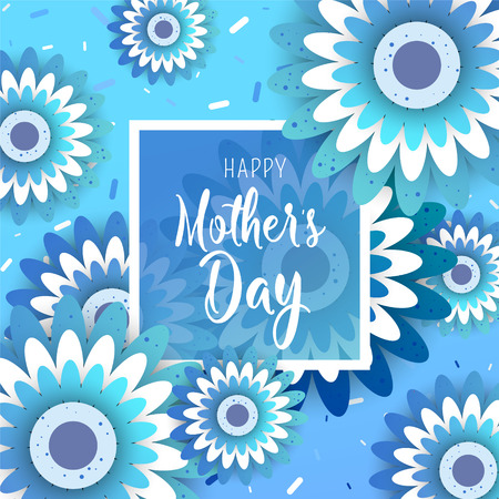 Mother's Day poster template with bright flowers design.のイラスト素材