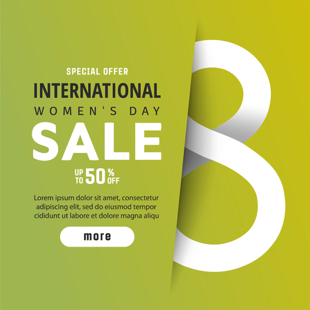 8 number 3d illustration with color decoration on a green background. Discount Vector illustration.のイラスト素材