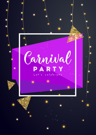 Carnival Concept Banner with frame and stars on a dark background.  Fat Tuesdayのイラスト素材