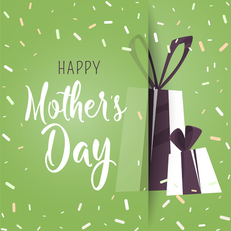 Happy Mother's Day poster.3d illustration with flat gifts. Vector illustration with place for your text.のイラスト素材