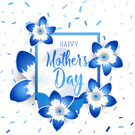 Happy Mother's Day poster with bright flowers. Trendy Design Template. Vector illustrationのイラスト素材