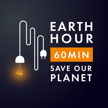 Illustration of Earth hour for banner, web and mobile infographics.のイラスト素材