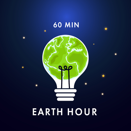 Illustration of Earth hour. Save our planet. Flat design vector illustration for web banner, web and mobile, infographics. Vectorのイラスト素材