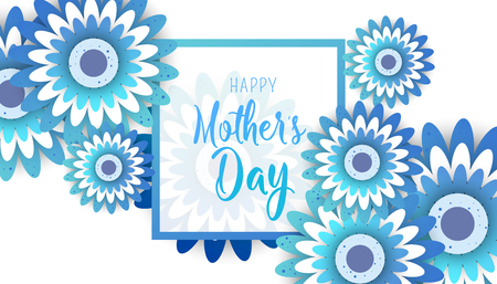 Happy Mother's Day poster with bright flowers. Trendy Design Template. Vector illustrationのイラスト素材