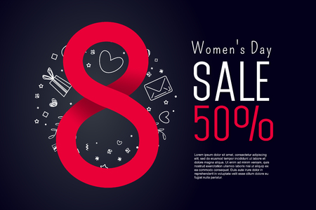 8 number with 50 percent discount  text on dark background.のイラスト素材