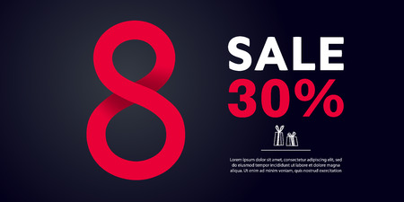8 number with 30 percent discount on dark background.のイラスト素材
