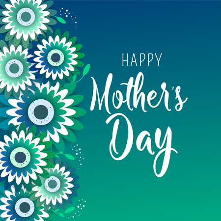 Happy Mother's Day lettering with bright flowers. Trendy Design Templat Vector illustration posterのイラスト素材