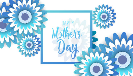 Happy Mother's Day poster with bright flowers. Trendy Design Template Vector illustrationのイラスト素材