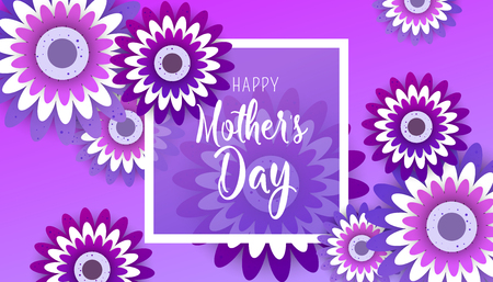 Happy Mother's Day lettering with bright flowers. Trendy Design Template Vector illustration posterのイラスト素材