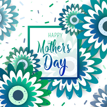 Happy Mother's Day poster with bright flowers. Trendy Design Template Vector illustrationのイラスト素材
