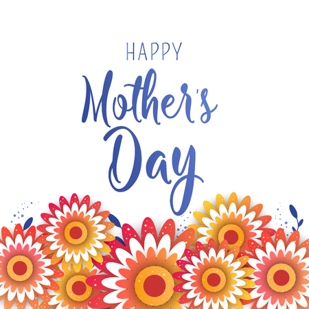 Template design poster for happy mother's day with bright flowers. Trendy Design Template Vector illustrationのイラスト素材