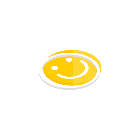 Abstract Isometric smile of emoticons. Emoji flat style icons on white background. Vector illustration.のイラスト素材