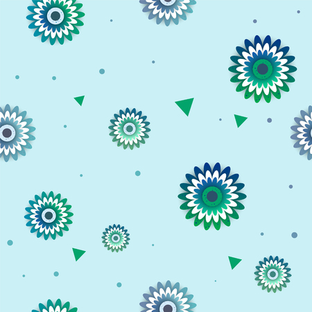 Flowers Vector pattern with circle. Nice seamless pattern with triangleのイラスト素材