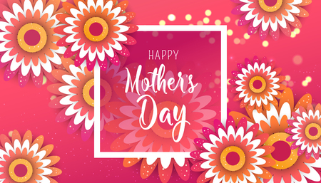 Mother's Day poster template with bright flower designs.のイラスト素材