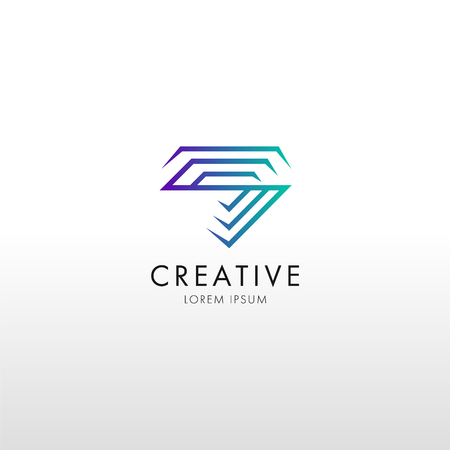 Trendy flat design crystal line logo element. Geometric icon Vector illustration.のイラスト素材