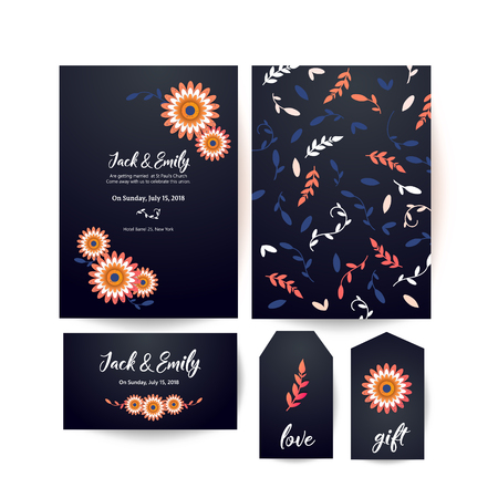 Modern Wedding card Collection. Spring ornament concept. Wedding invite flyer. Wedding invite poster.のイラスト素材