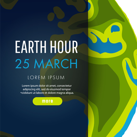 Illustration of Earth hour banner design template.のイラスト素材