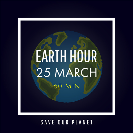 Illustration of Earth hour banner design template.のイラスト素材