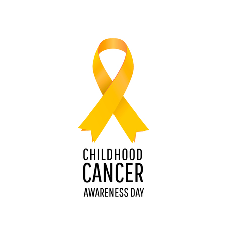 Banner for childhood cancer awareness day with realistic yellow circle ribbon illustrationのイラスト素材