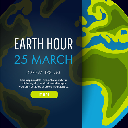 Illustration of Earth hour banner design template.のイラスト素材
