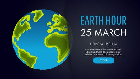 Illustration of Earth hour. Flat design vector illustration for web bannerのイラスト素材