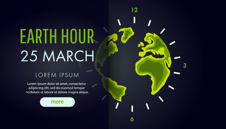 Illustration of Earth hour. 25 march. Our planet sleeps. Flat design vector illustration for web banner, web and mobile, infographics. Vectorのイラスト素材