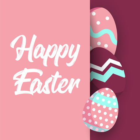 Composition of Easter sale banner background template with painted eggs. Vector illustration.のイラスト素材