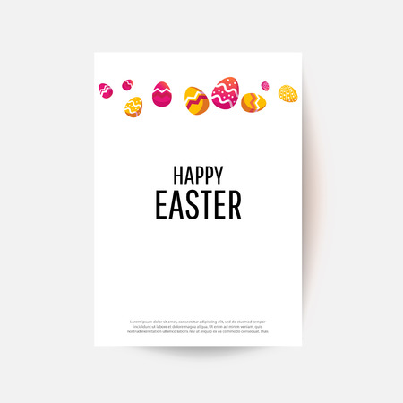 Easter egg greeting card. Vector Easter Flyer Illustration with painted eggs. Place for your text.のイラスト素材