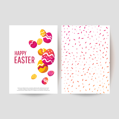 Easter egg greeting card. Vector Easter Flyer Illustration with painted eggs. Place for your text.のイラスト素材