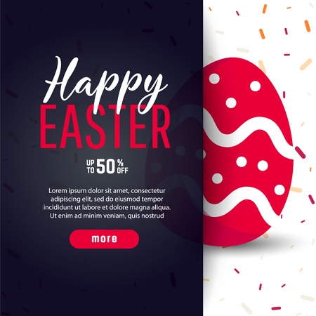 Easter sale banner background template with modern colorful spring flowers and eggs.のイラスト素材