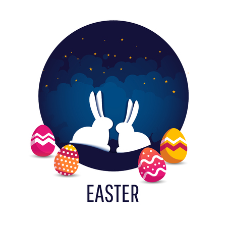Easter sale banner background template with modern colorful eggs.のイラスト素材