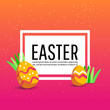 Easter sale banner background template with modern colorful spring flowers and eggs.のイラスト素材