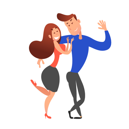 Couple in love. Man and woman embracing each other affectionately. The woman is flirting with a manのイラスト素材