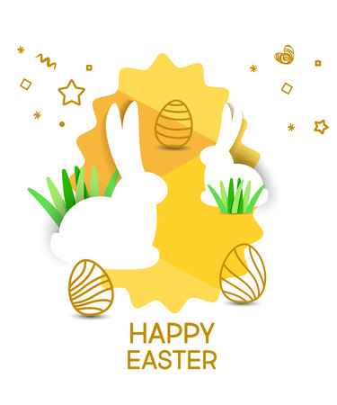 Easter egg  greeting card. Vector Easter Flyer Illustration with painted eggs. Place for your text.のイラスト素材