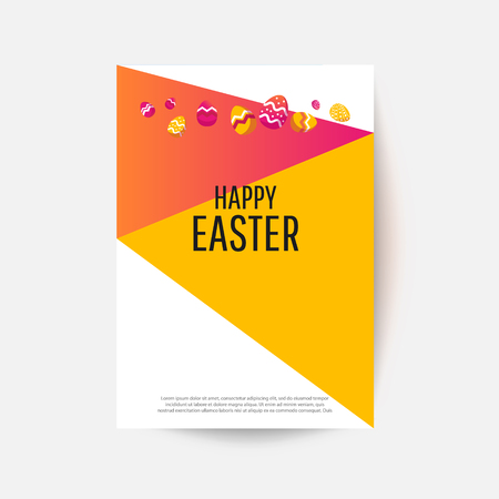Easter egg  greeting card. Vector Easter Flyer Illustration with painted eggs. Place for your text.のイラスト素材