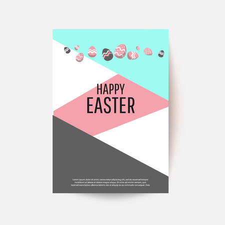 Easter egg greeting card. Vector Easter Flyer Illustration with painted eggs. Place for your text.のイラスト素材