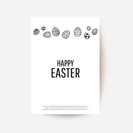 Easter egg  greeting card. Vector Easter Flyer Illustration with line eggs. Place for your text.のイラスト素材
