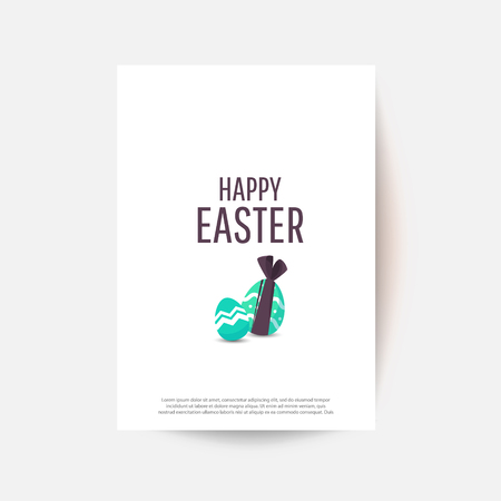 Easter egg greeting card. Vector Easter Flyer Illustration with painted eggs. Place for your text.のイラスト素材