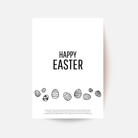 Easter egg  greeting card. Vector Easter Flyer Illustration with line eggs. Place for your text.のイラスト素材