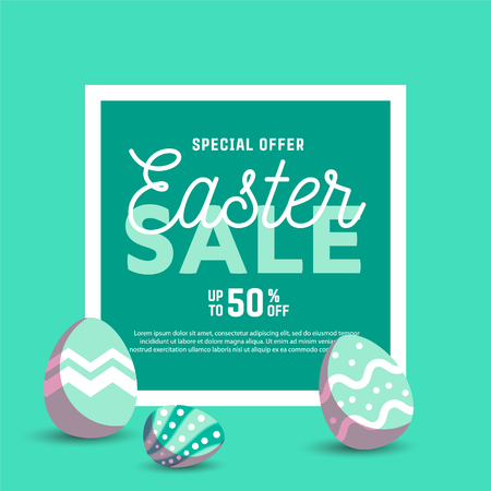 Easter sale banner background template with modern colorful  eggs.のイラスト素材